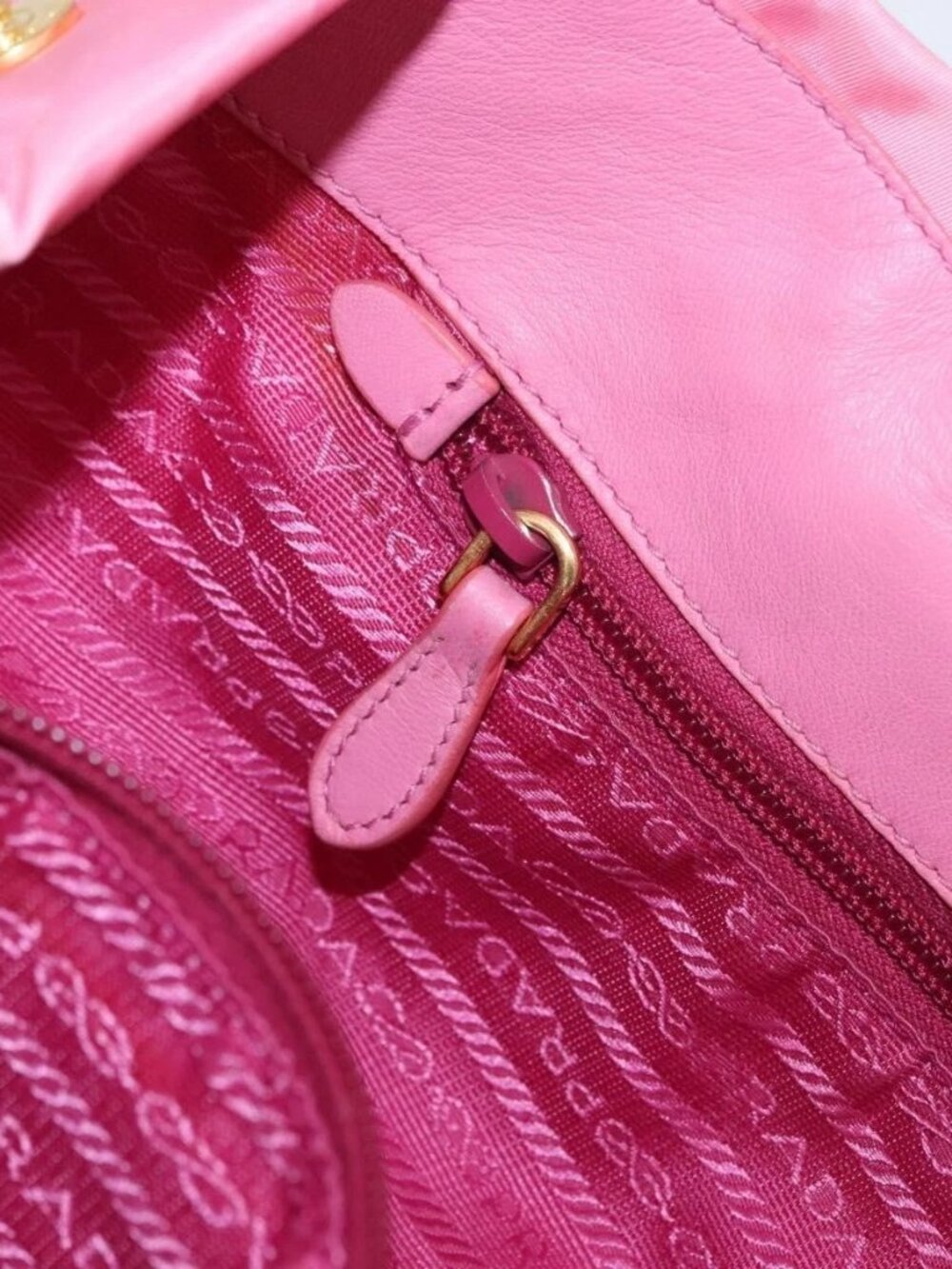 PRADA Hand Bag Nylon Pink Gold Auth 172515A - Picture 12 of 16